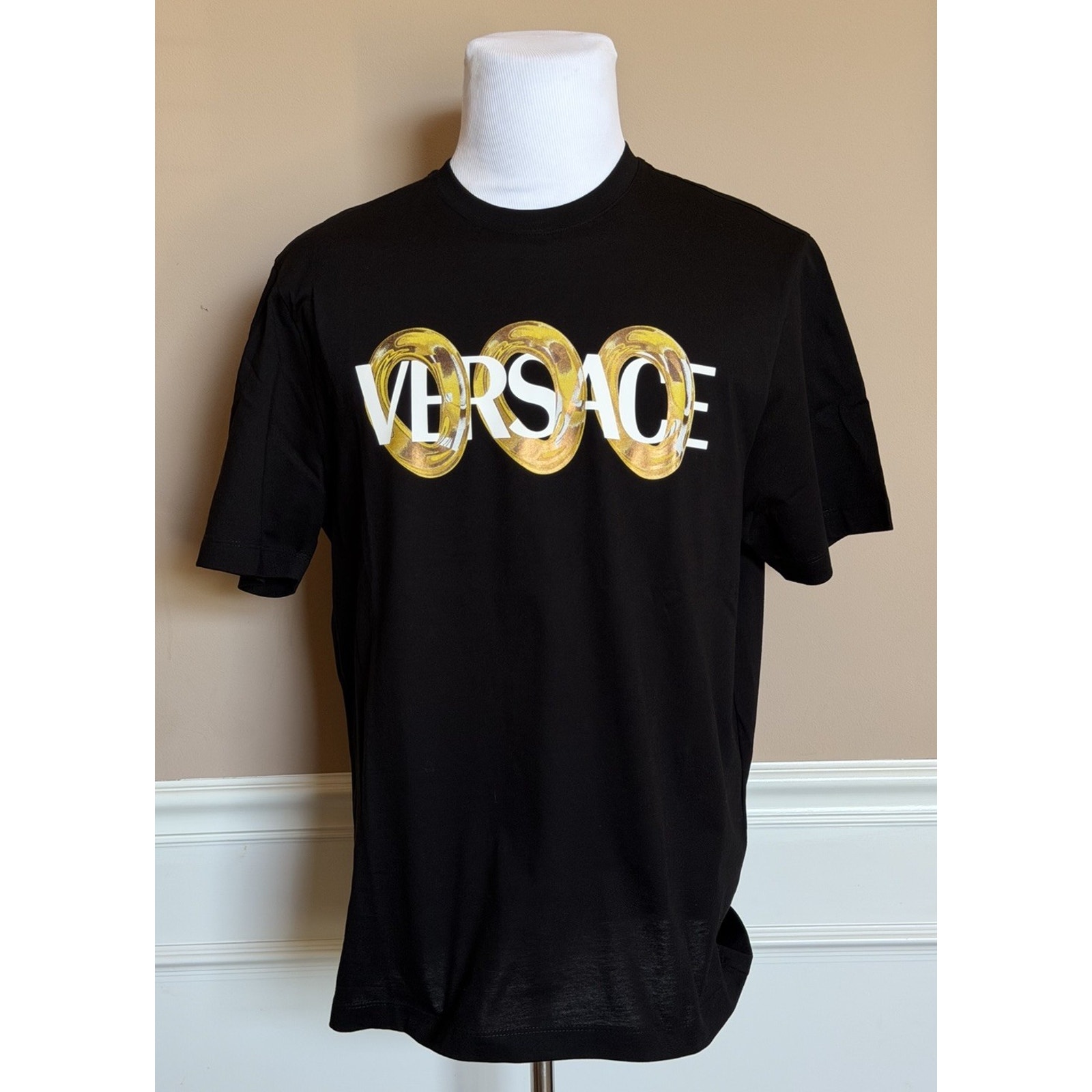 Versace Menâs Logo Compact Cotton Jersey T-Shirt Black 2xl 1013302 Nwt $800